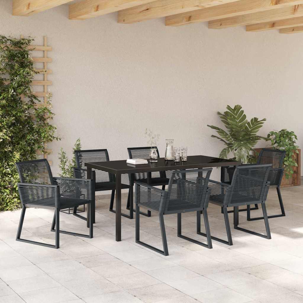 Garten Essgruppe 7 pcs Schwarz Pulverbeschichteter Stahl