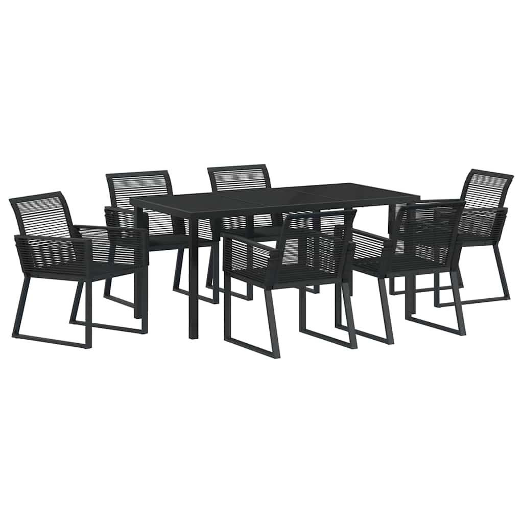 Garten Essgruppe 7 pcs Schwarz Pulverbeschichteter Stahl