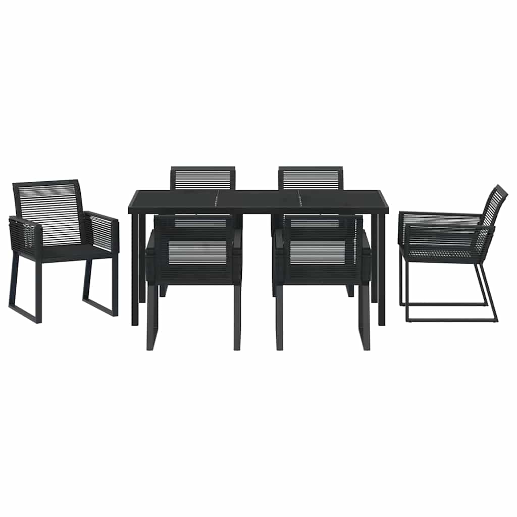 Garten Essgruppe 7 pcs Schwarz Pulverbeschichteter Stahl