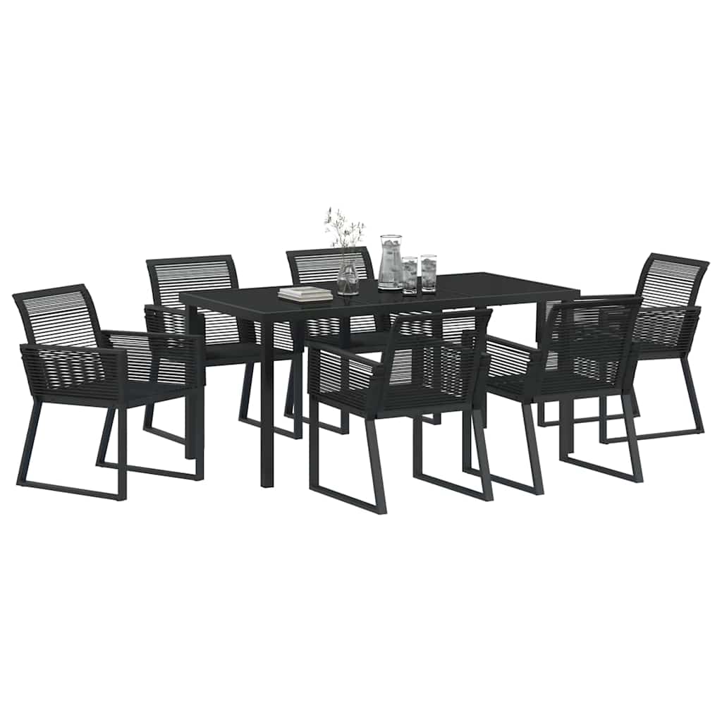Garten Essgruppe 7 pcs Schwarz Pulverbeschichteter Stahl