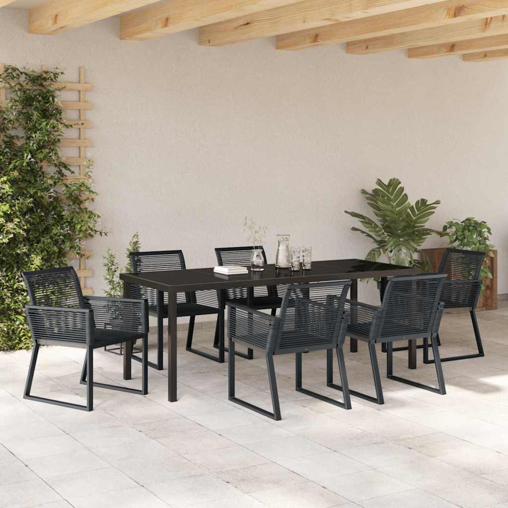 Garten Essgruppe 7 pcs Schwarz Pulverbeschichteter Stahl
