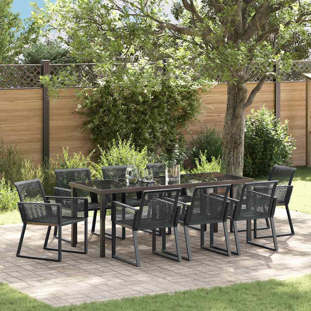 Garten Essgruppe 9 pcs Schwarz Pulverbeschichteter Stahl