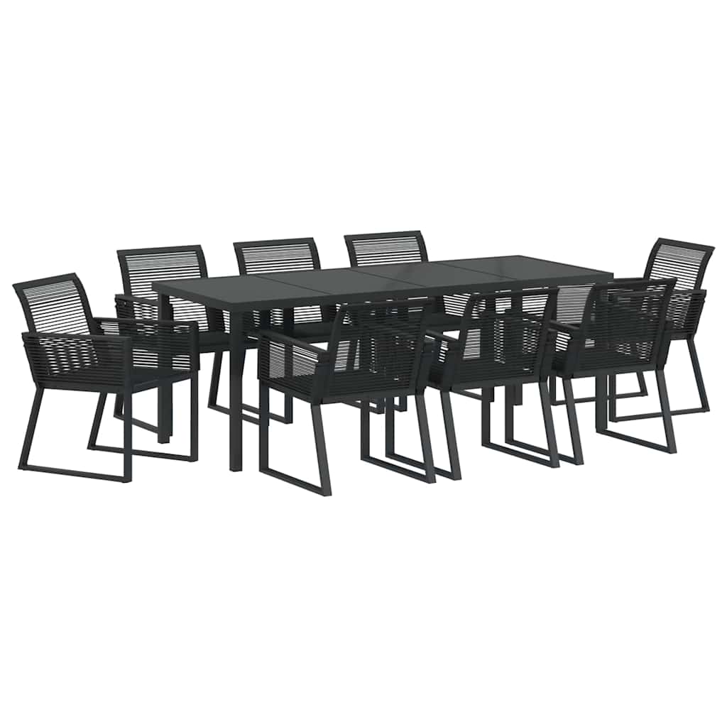 Garten Essgruppe 9 pcs Schwarz Pulverbeschichteter Stahl
