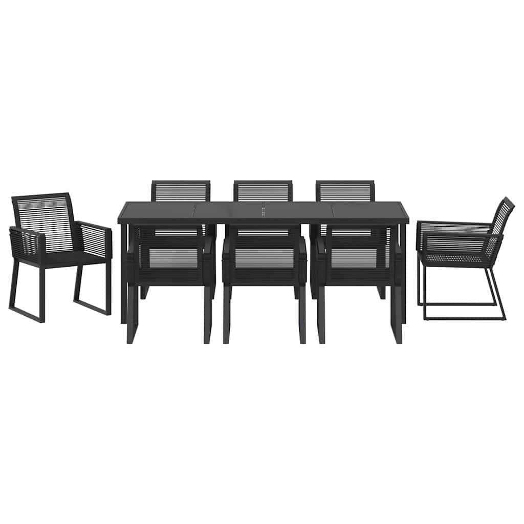 Garten Essgruppe 9 pcs Schwarz Pulverbeschichteter Stahl