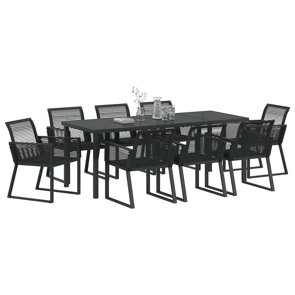 Garten Essgruppe 9 pcs Schwarz Pulverbeschichteter Stahl