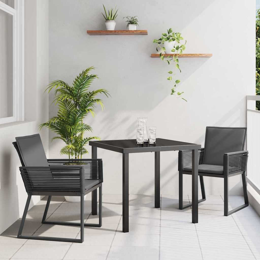 Garten Essgruppe 3 pcs Schwarz Pulverbeschichteter Stahl