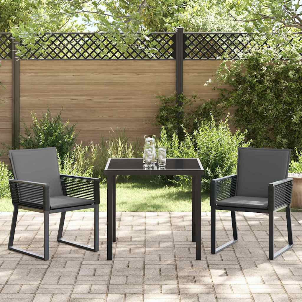 Garten Essgruppe 3 pcs Schwarz Pulverbeschichteter Stahl