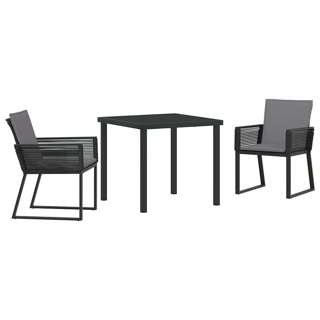 Garten Essgruppe 3 pcs Schwarz Pulverbeschichteter Stahl