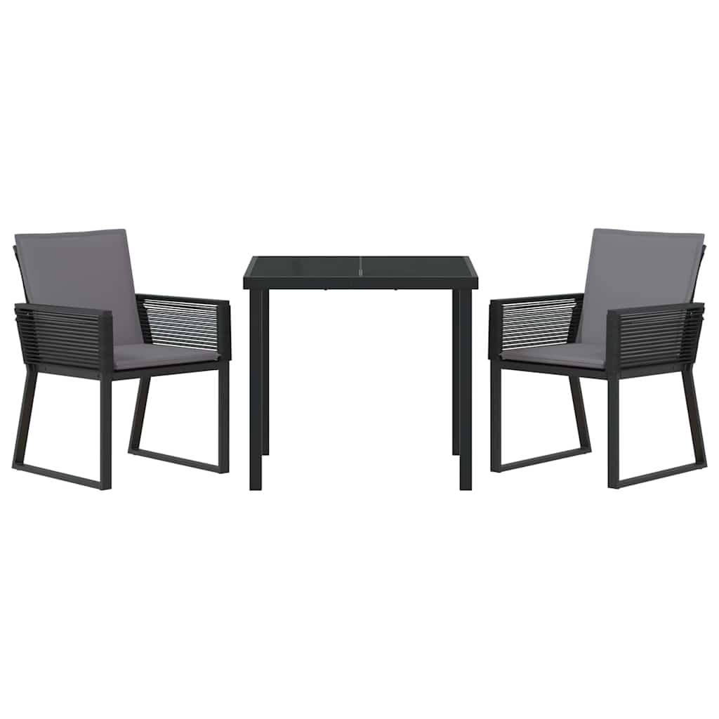 Garten Essgruppe 3 pcs Schwarz Pulverbeschichteter Stahl
