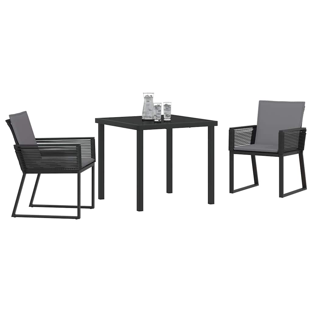 Garten Essgruppe 3 pcs Schwarz Pulverbeschichteter Stahl