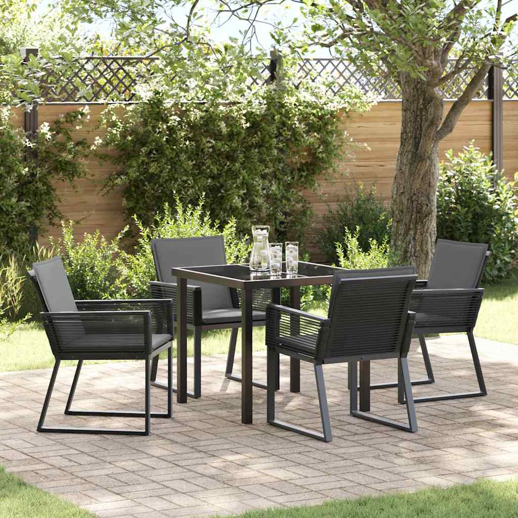 Garten Essgruppe 5 pcs Schwarz Pulverbeschichteter Stahl