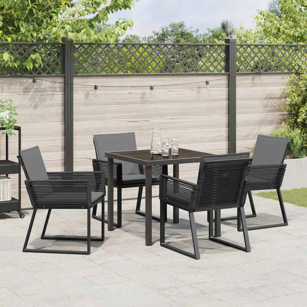 Garten Essgruppe 5 pcs Schwarz Pulverbeschichteter Stahl