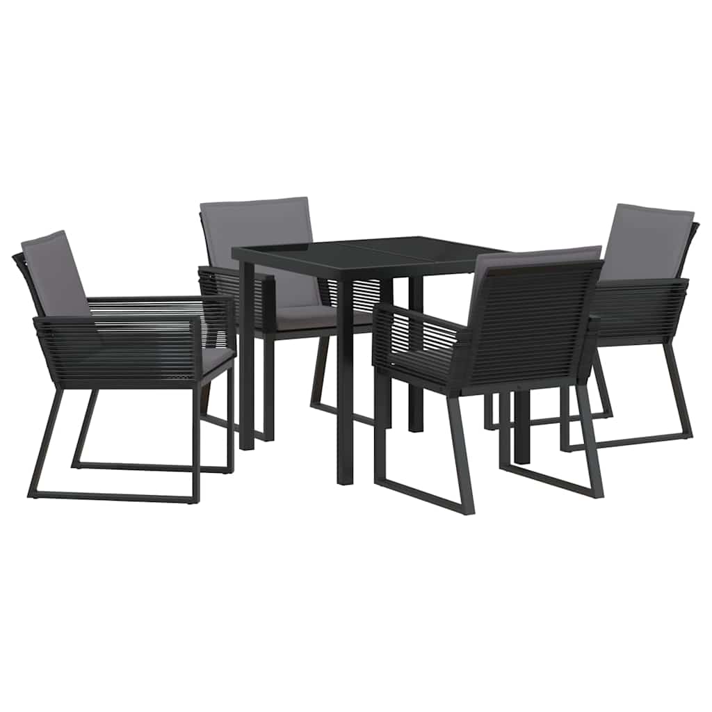 Garten Essgruppe 5 pcs Schwarz Pulverbeschichteter Stahl