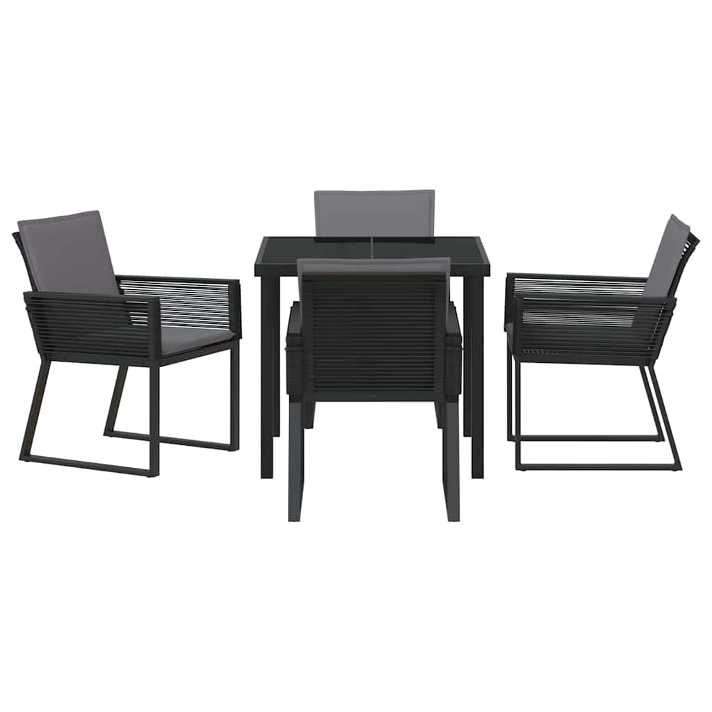 Garten Essgruppe 5 pcs Schwarz Pulverbeschichteter Stahl