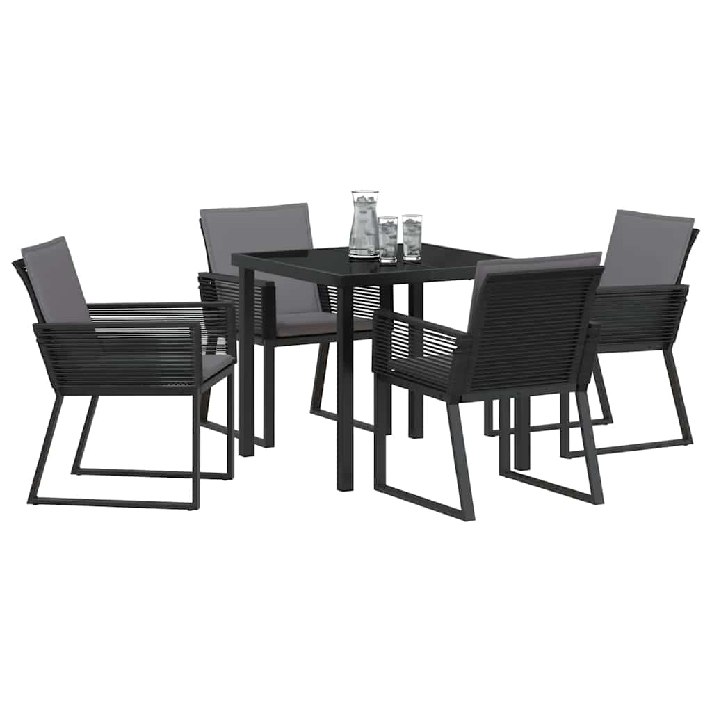 Garten Essgruppe 5 pcs Schwarz Pulverbeschichteter Stahl