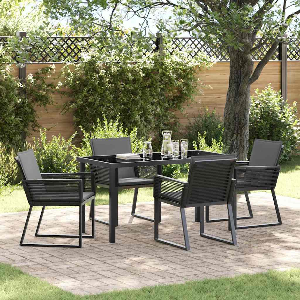 Garten Essgruppe 5 pcs Schwarz Pulverbeschichteter Stahl