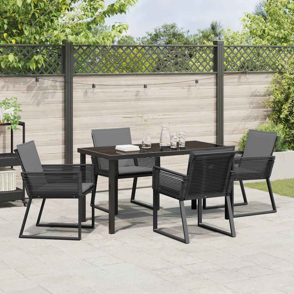 Garten Essgruppe 5 pcs Schwarz Pulverbeschichteter Stahl