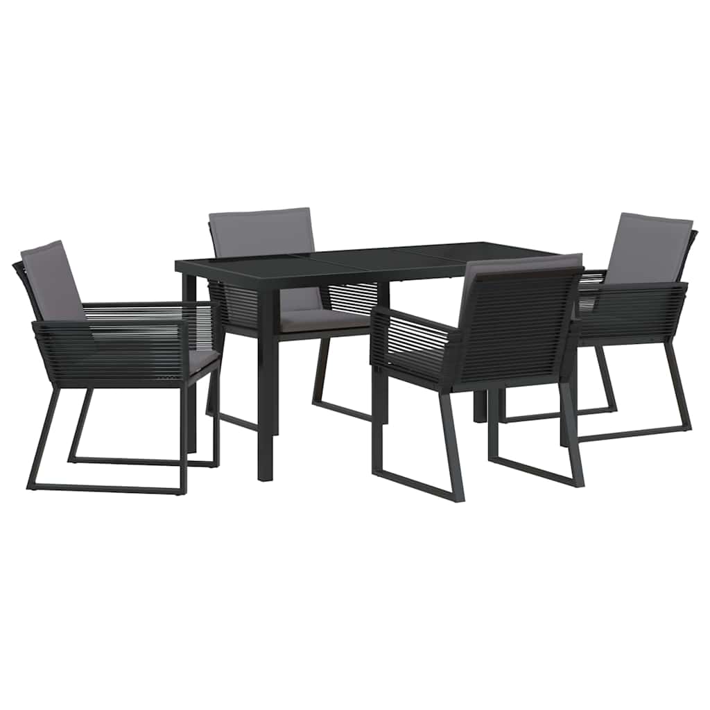 Garten Essgruppe 5 pcs Schwarz Pulverbeschichteter Stahl