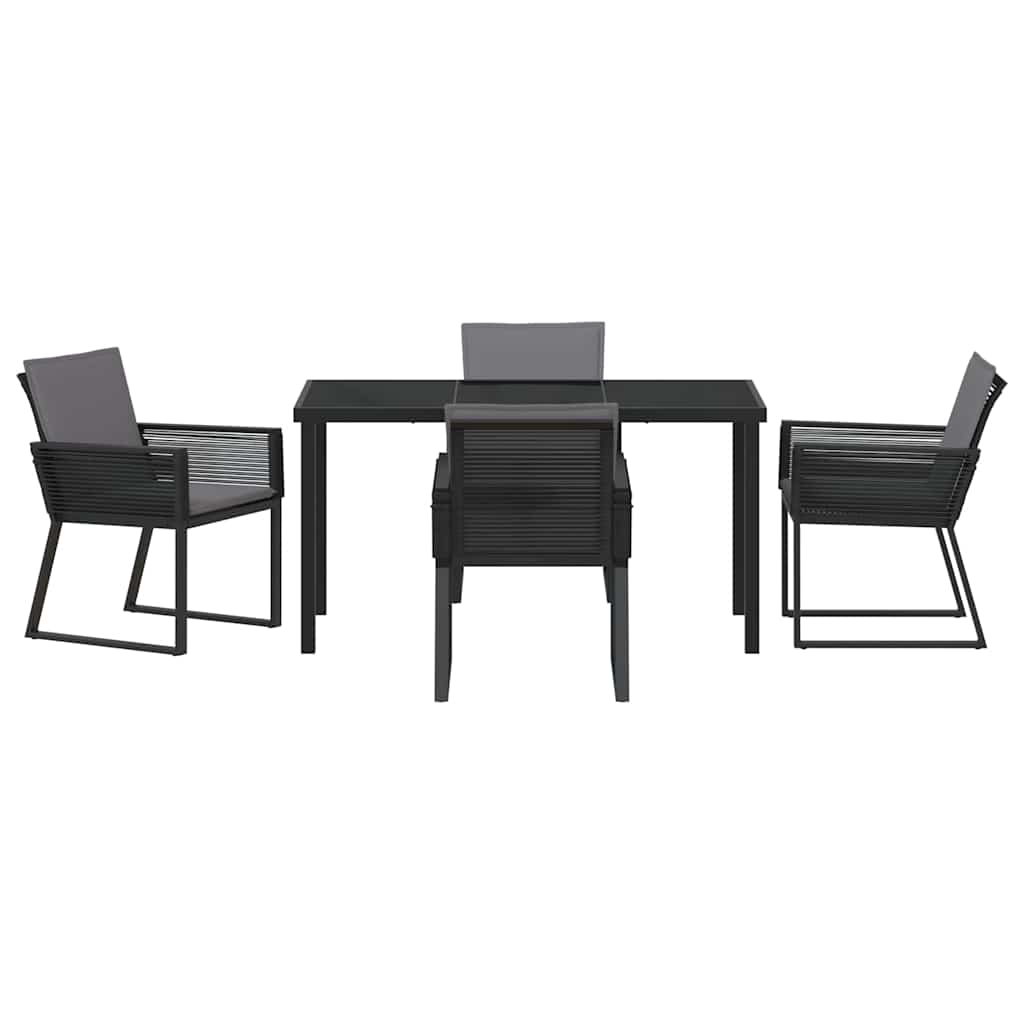 Garten Essgruppe 5 pcs Schwarz Pulverbeschichteter Stahl