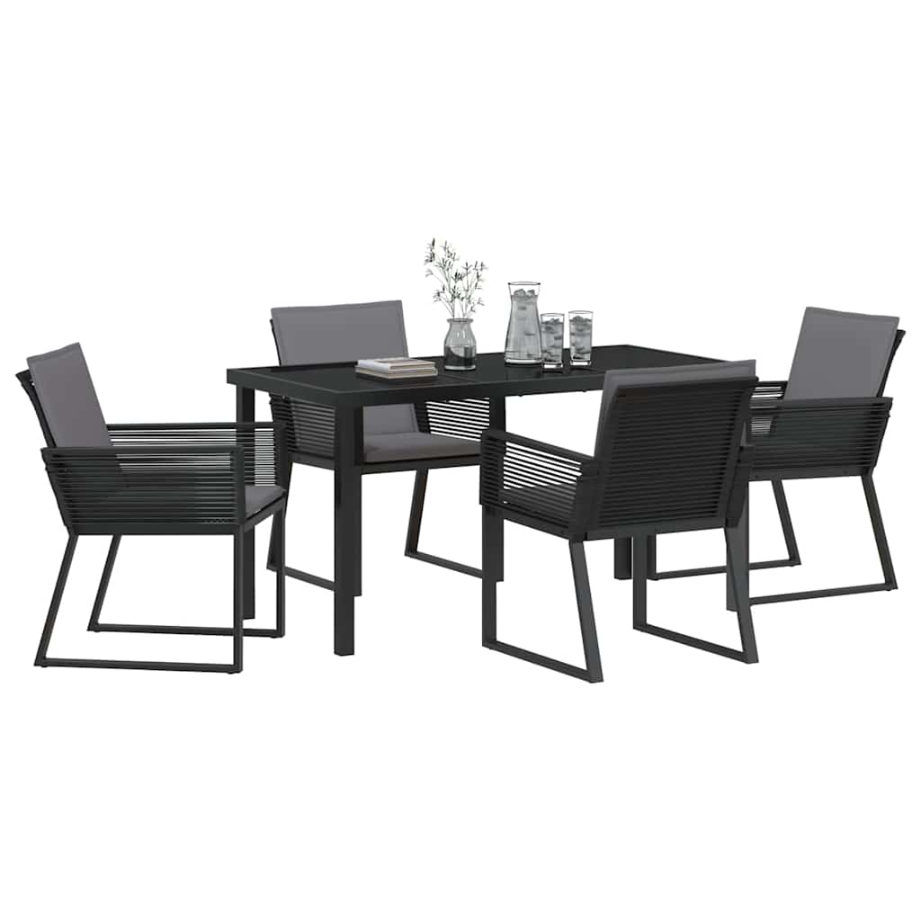 Garten Essgruppe 5 pcs Schwarz Pulverbeschichteter Stahl