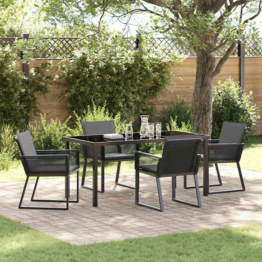 Garten Essgruppe 5 pcs Schwarz Pulverbeschichteter Stahl