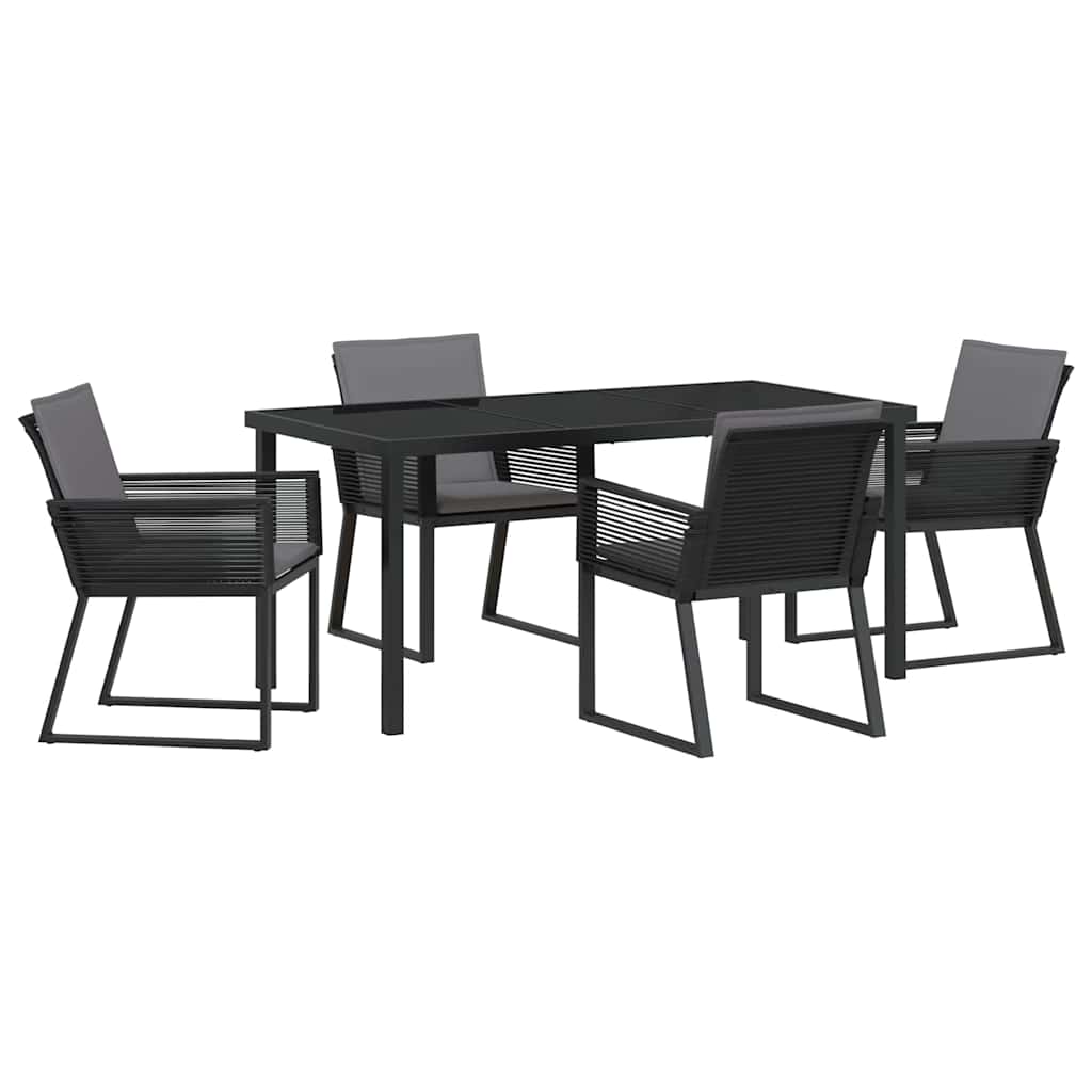 Garten Essgruppe 5 pcs Schwarz Pulverbeschichteter Stahl