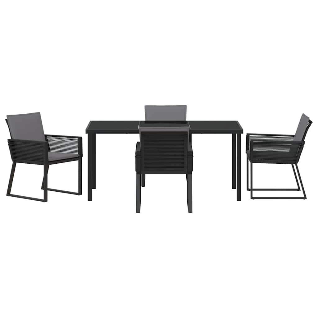 Garten Essgruppe 5 pcs Schwarz Pulverbeschichteter Stahl