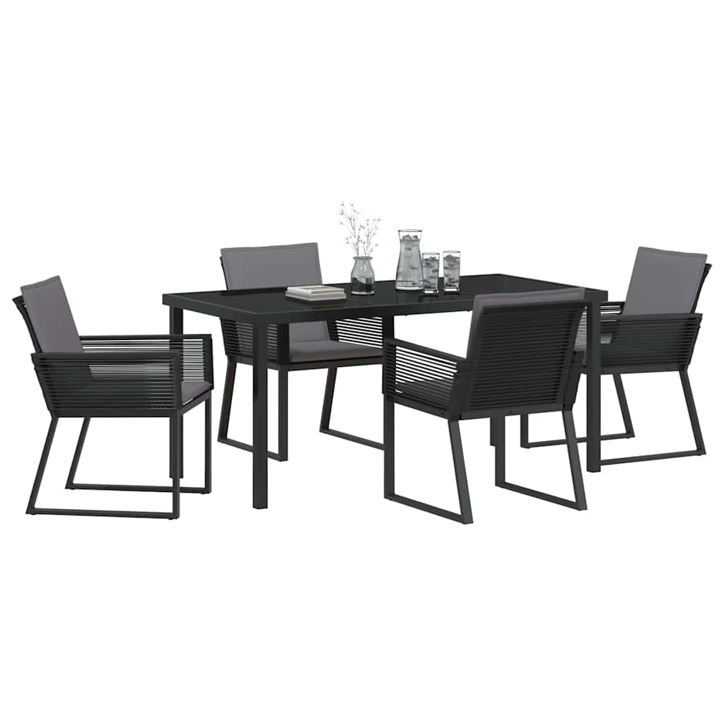 Garten Essgruppe 5 pcs Schwarz Pulverbeschichteter Stahl