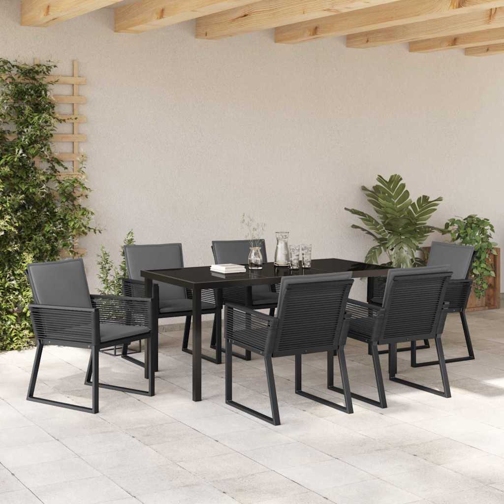 Garten Essgruppe 7 pcs Schwarz Pulverbeschichteter Stahl