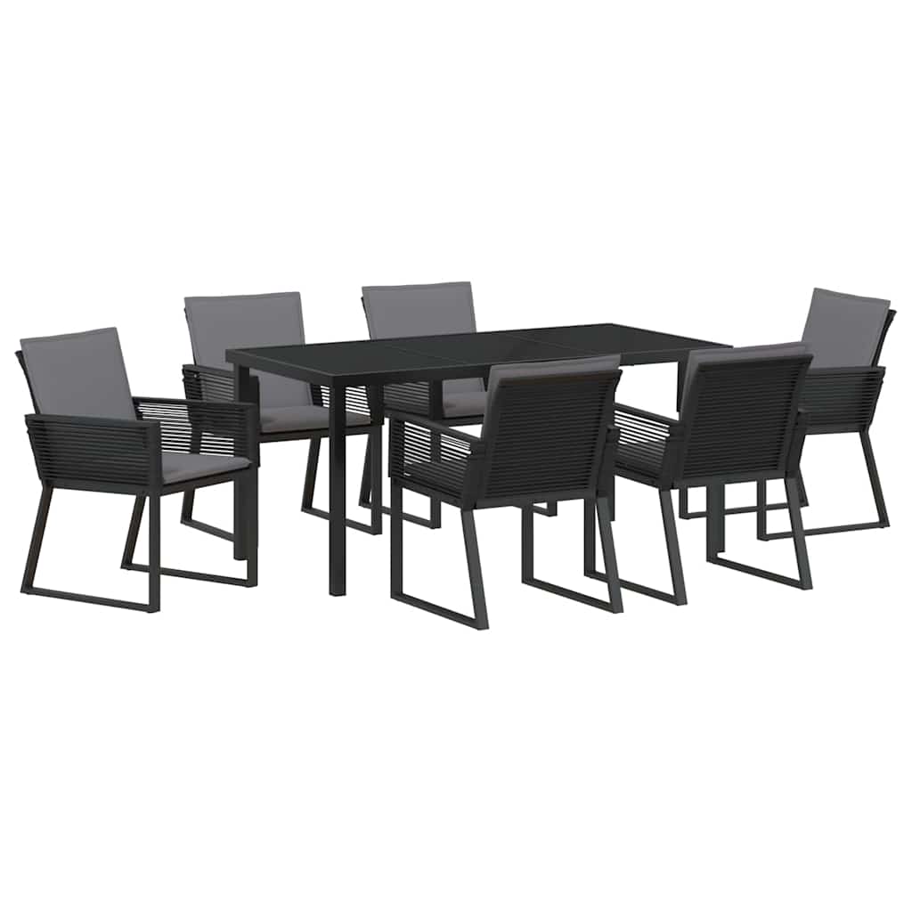 Garten Essgruppe 7 pcs Schwarz Pulverbeschichteter Stahl
