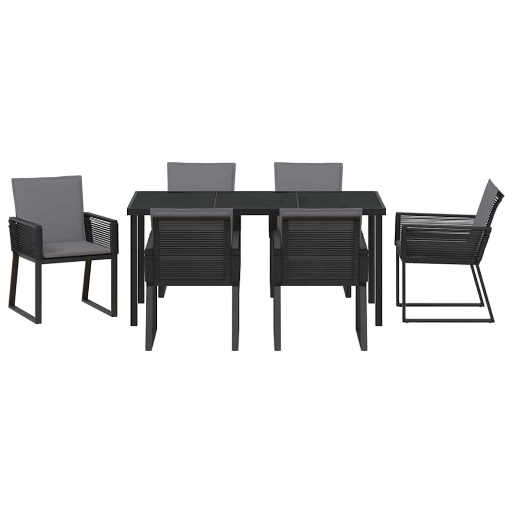 Garten Essgruppe 7 pcs Schwarz Pulverbeschichteter Stahl