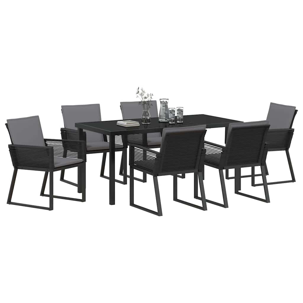 Garten Essgruppe 7 pcs Schwarz Pulverbeschichteter Stahl