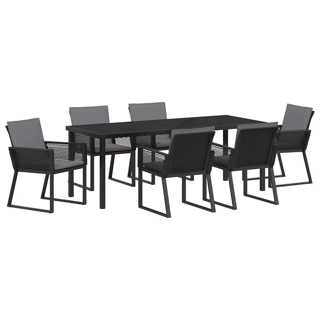Garten Essgruppe 7 pcs Schwarz Pulverbeschichteter Stahl