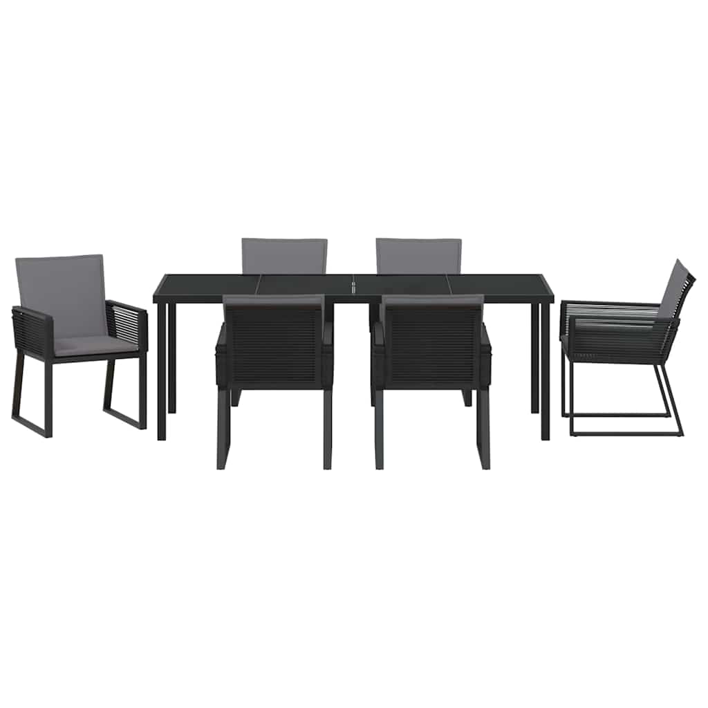 Garten Essgruppe 7 pcs Schwarz Pulverbeschichteter Stahl