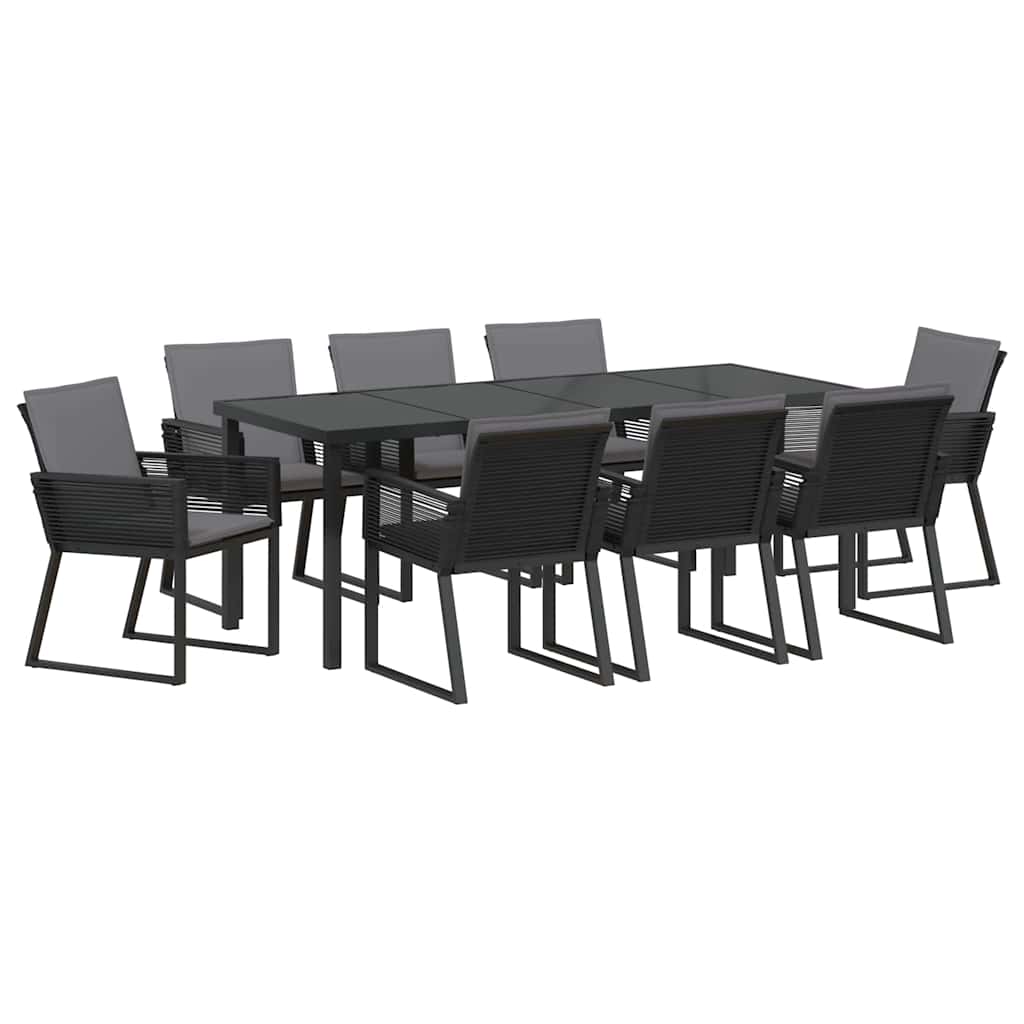 Garten Essgruppe 9 pcs Schwarz Pulverbeschichteter Stahl