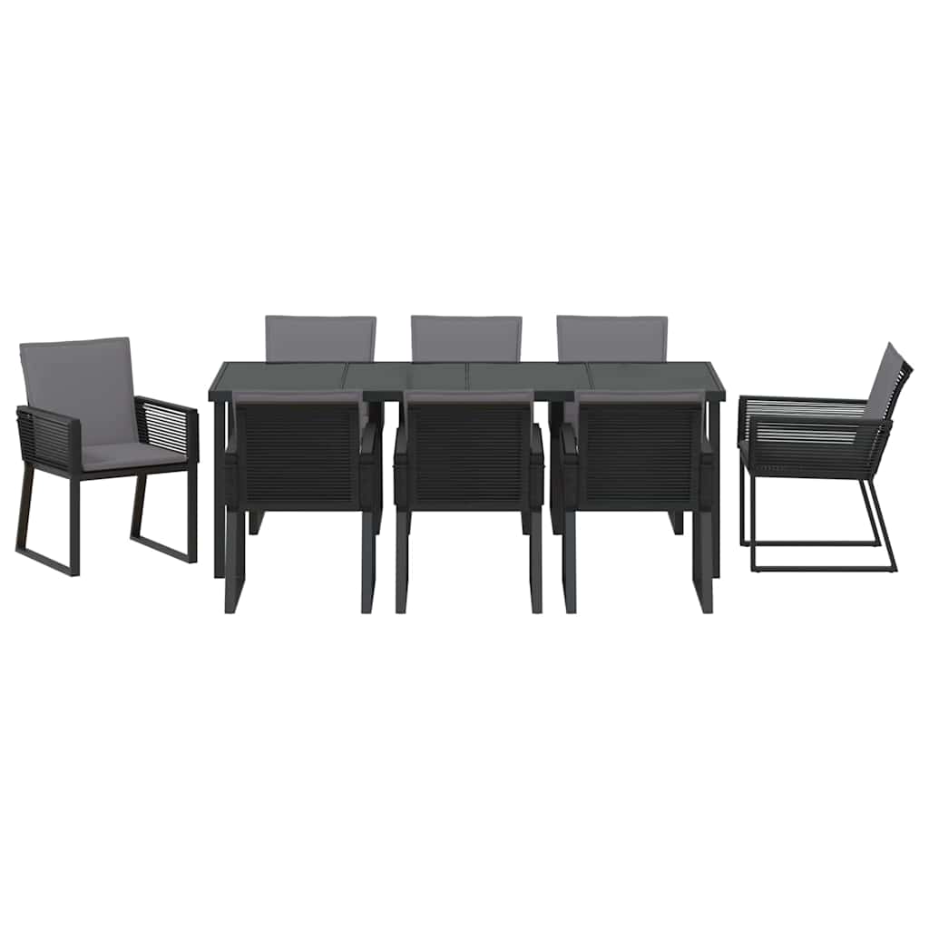 Garten Essgruppe 9 pcs Schwarz Pulverbeschichteter Stahl