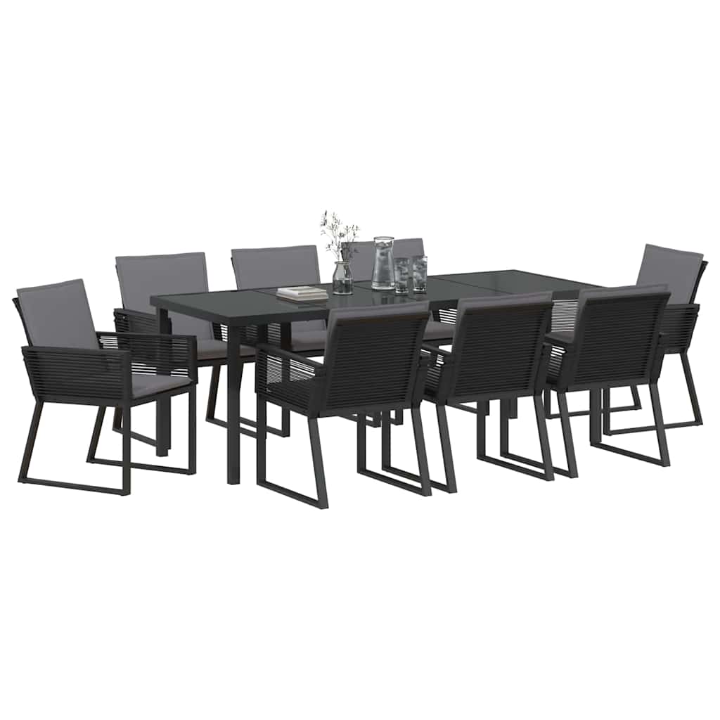 Garten Essgruppe 9 pcs Schwarz Pulverbeschichteter Stahl