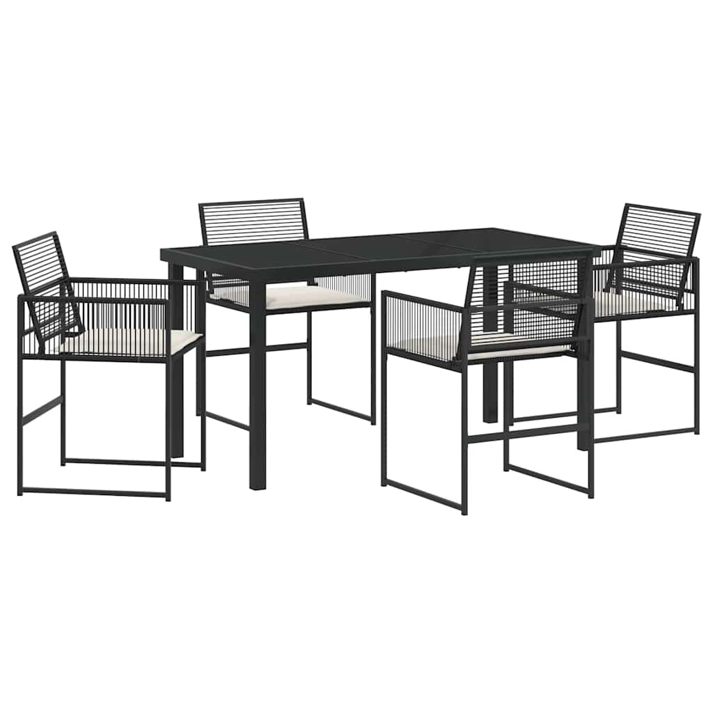Garten Essgruppe 5 pcs Schwarz Poly-Rattan
