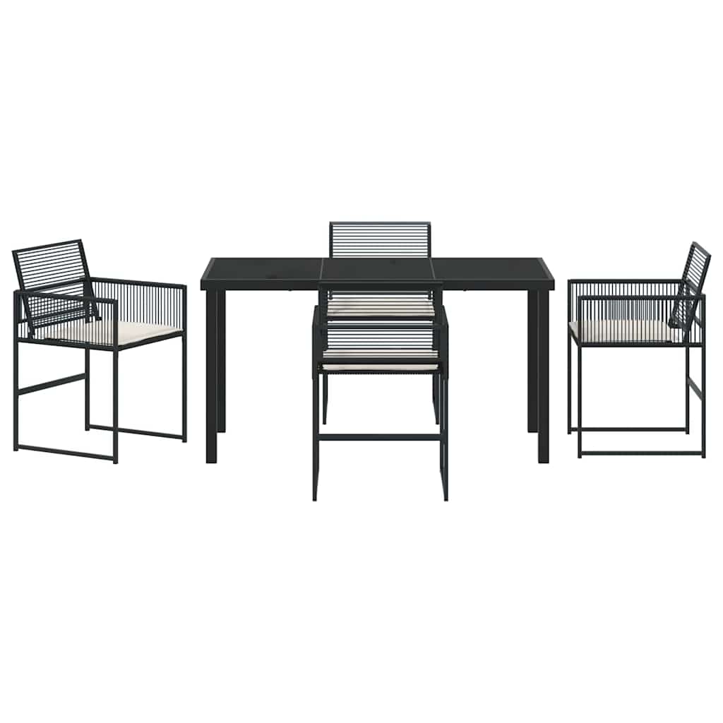 Garten Essgruppe 5 pcs Schwarz Poly-Rattan