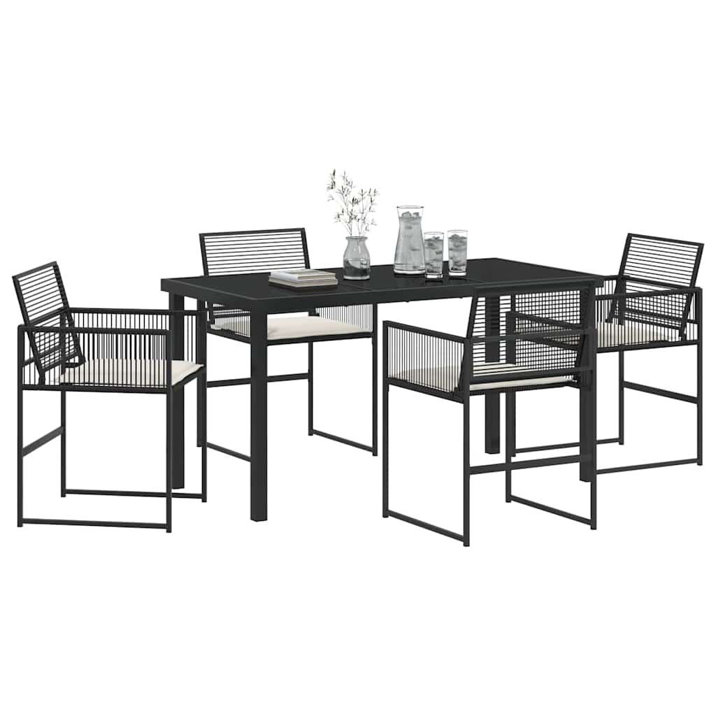 Garten Essgruppe 5 pcs Schwarz Poly-Rattan