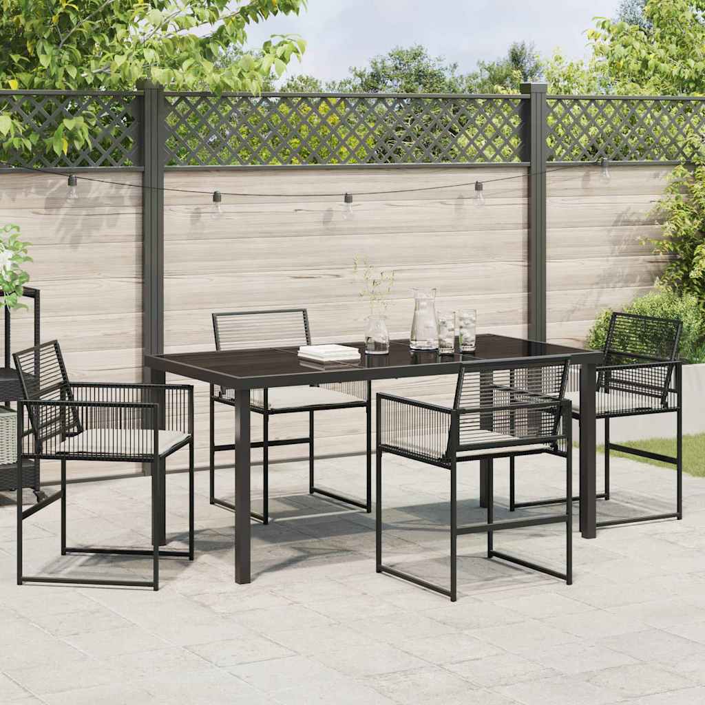 Garten Essgruppe 5 pcs Schwarz Poly-Rattan