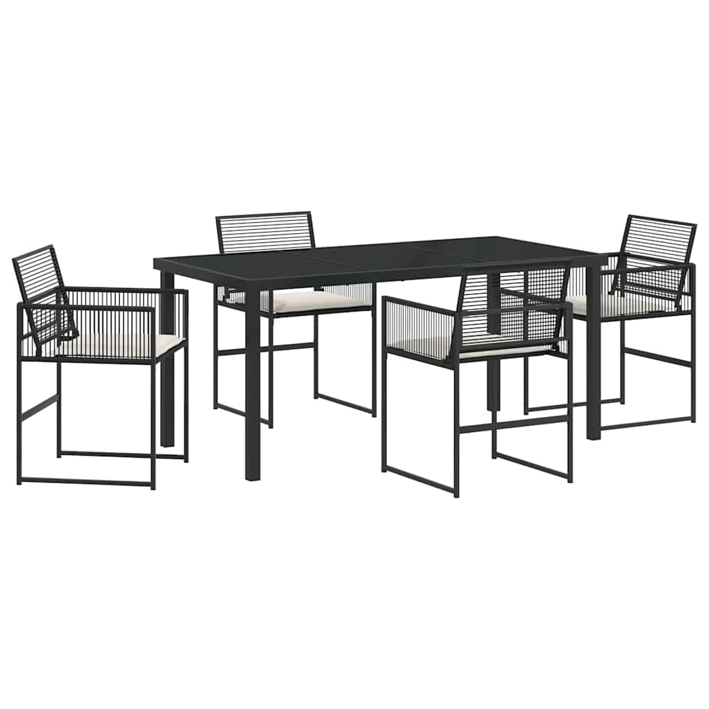Garten Essgruppe 5 pcs Schwarz Poly-Rattan
