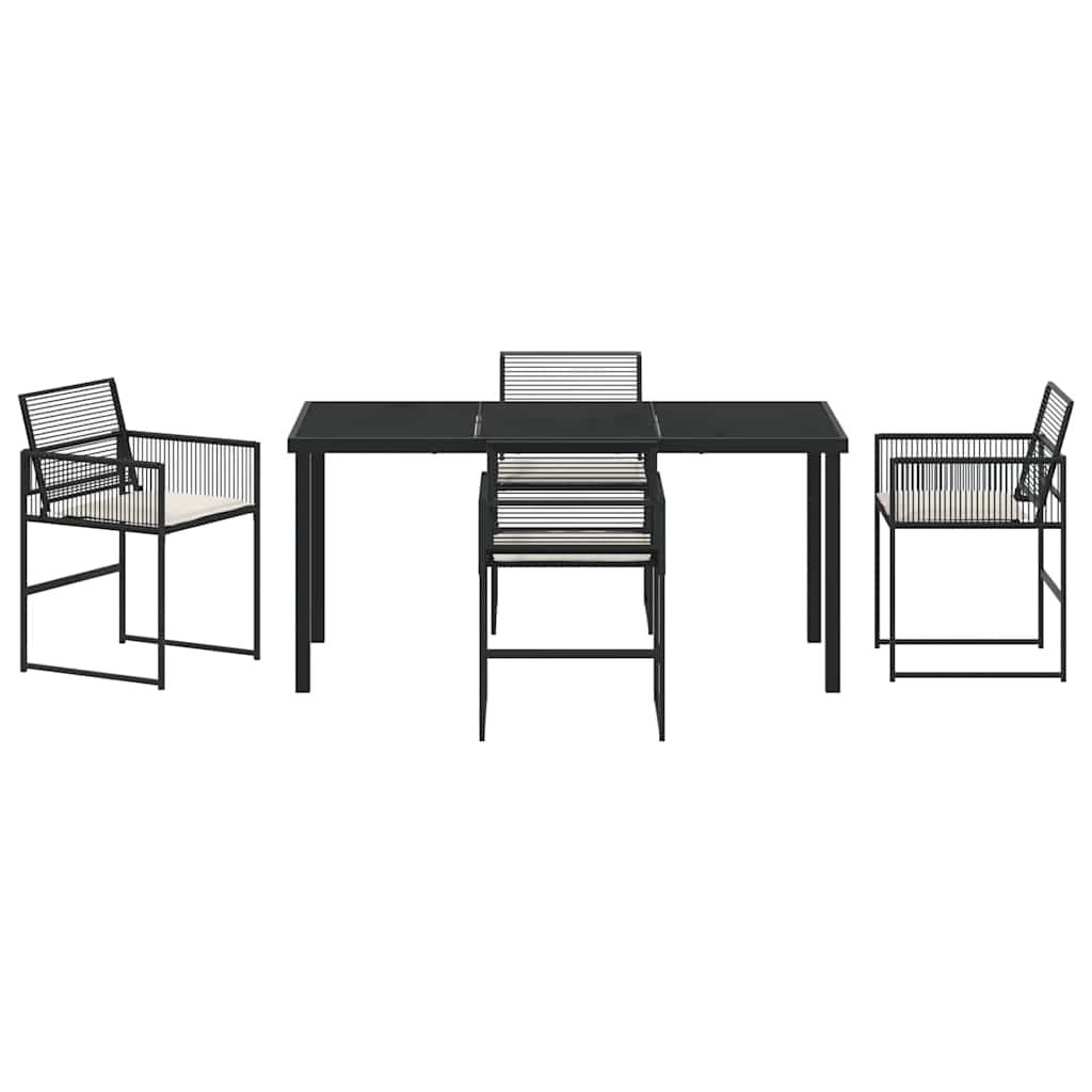 Garten Essgruppe 5 pcs Schwarz Poly-Rattan