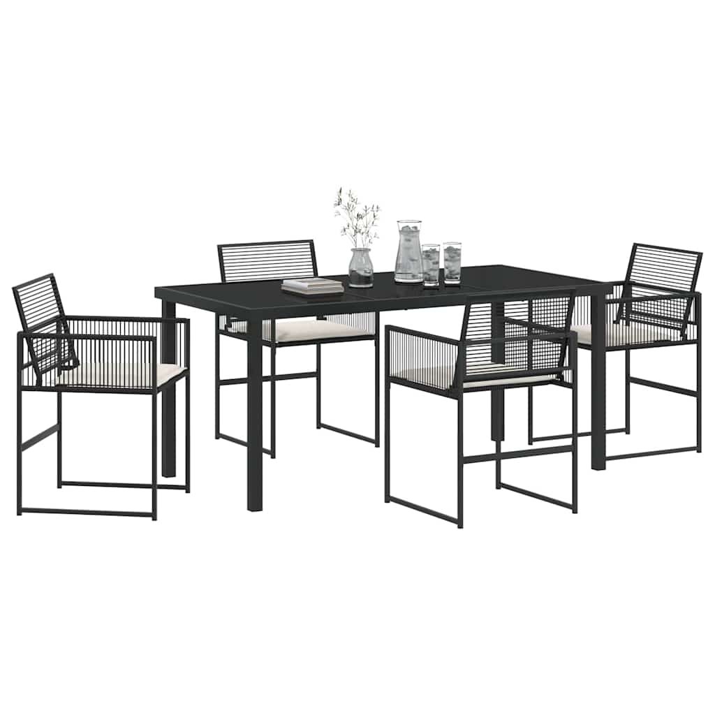 Garten Essgruppe 5 pcs Schwarz Poly-Rattan