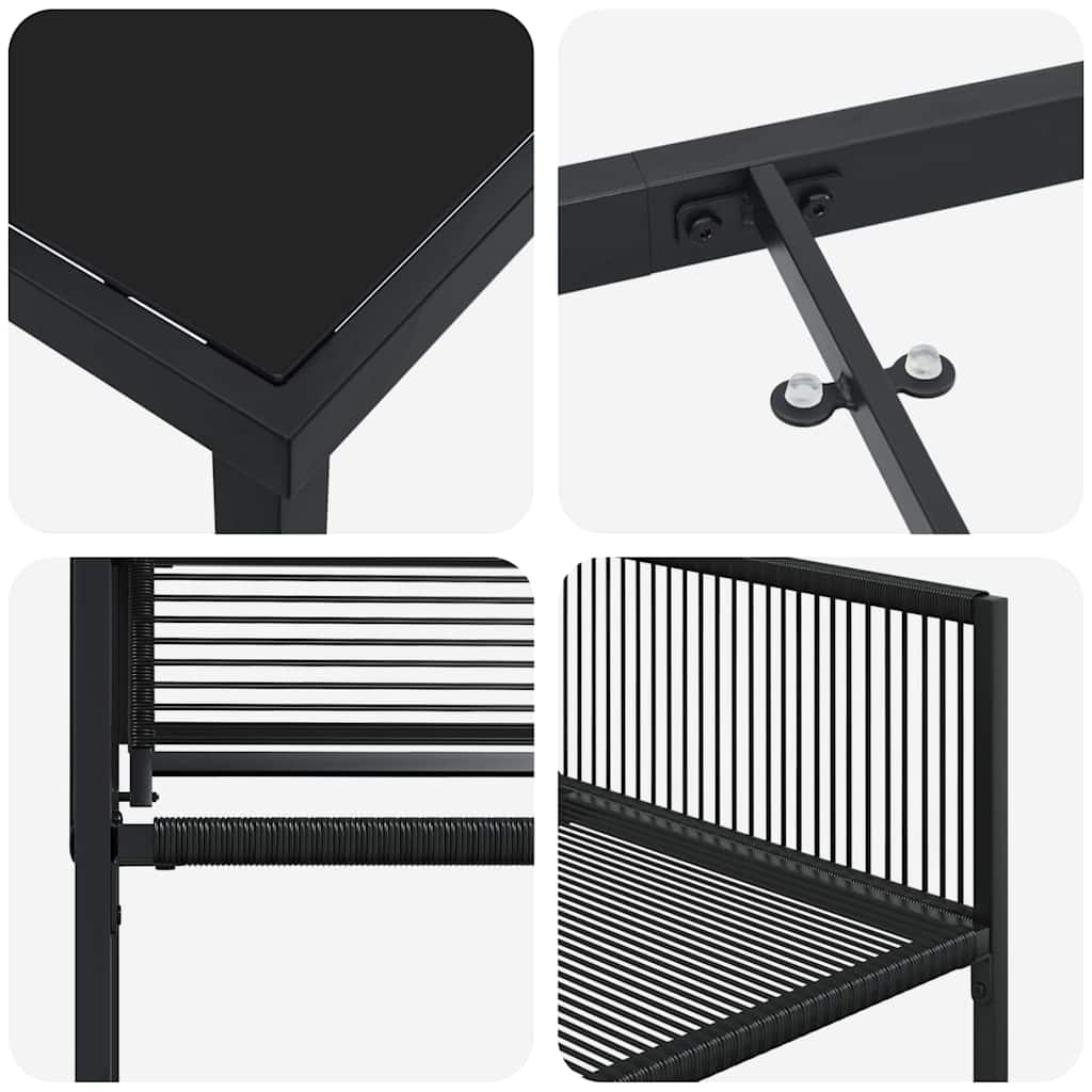Garten Essgruppe 9 pcs Schwarz Poly-Rattan