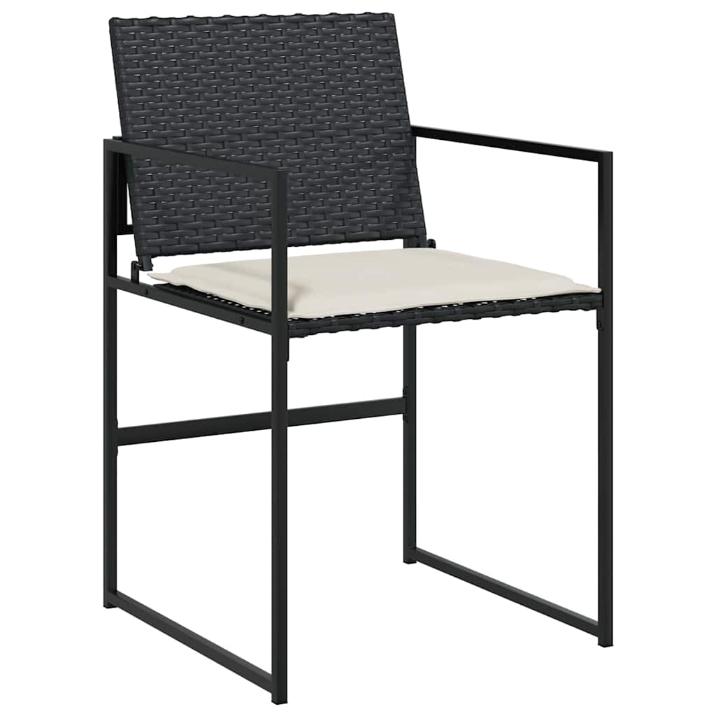 Garten Essgruppe mit Kissen 9 pcs Schwarz und Creme Poly-Rattan