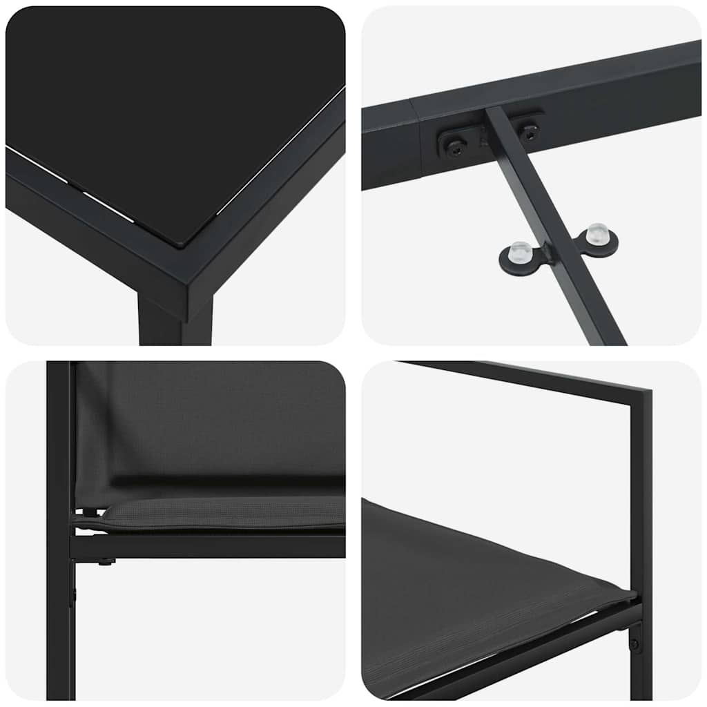 Garten Essgruppe 9 pcs Schwarz 200 x 80 x 73 cm