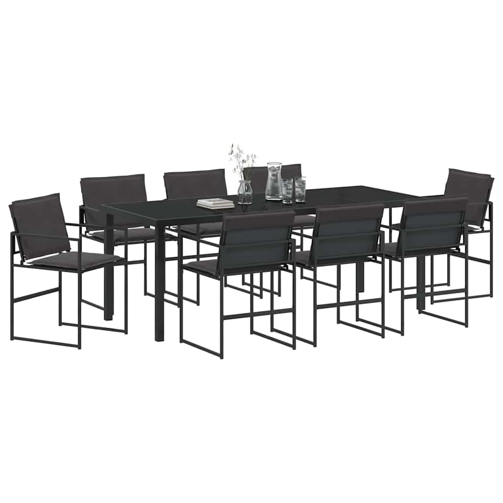 Garten Essgruppe 9 pcs Schwarz 200 x 80 x 73 cm