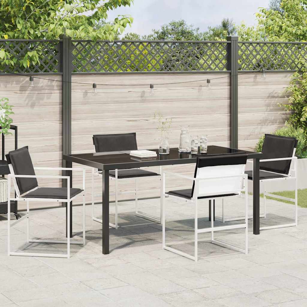 Garten Essgruppe 5 pcs Weiß Textilene und Stahl