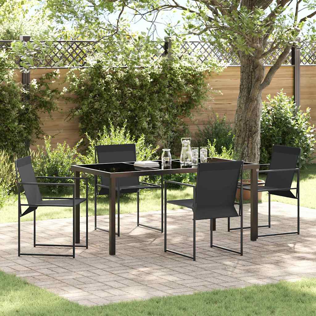 Garten Essgruppe 5 pcs Schwarz Textilene und Stahl